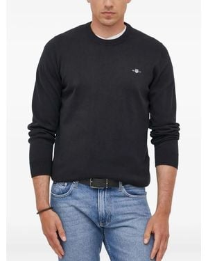GANT Felpa Girocollo Con Logo Ricamato - Nero
