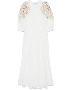 Forte Forte Robe Longue À Épaules Brodées - Blanc