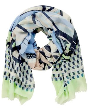 Betty Barclay Abstract-Print Frayed Scarf - Blue