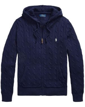 Polo Ralph Lauren Cable-Knit Zip-Up Hoodie - Blue