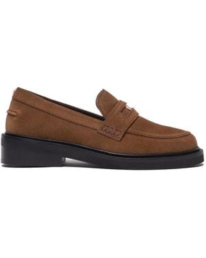 Maje Slip-On Leather Loafers - Brown