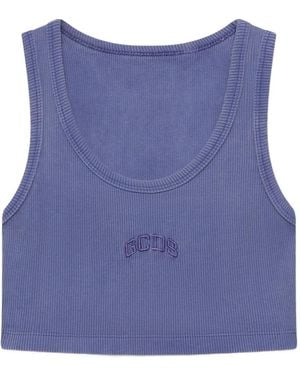 Gcds Logo-Embroidered Tank Top - Blue