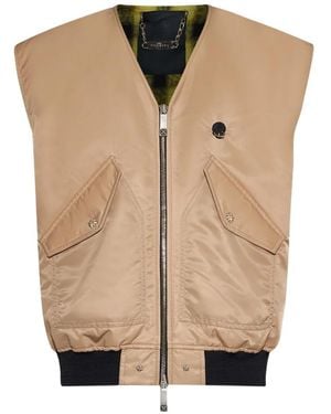 John Richmond Flap-Pocket Zip-Up Gilet - Natural