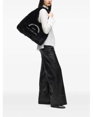 KARL LAGERFELD Rue St-Guillaume Sling Fur Bag - Black