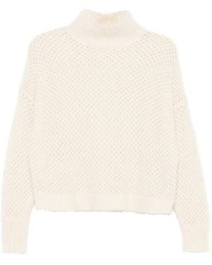 Antonelli Open-Knit Mock-Neck Sweater - White
