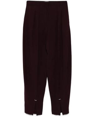 Mugler Pantaloni Con Pieghe - Rosso