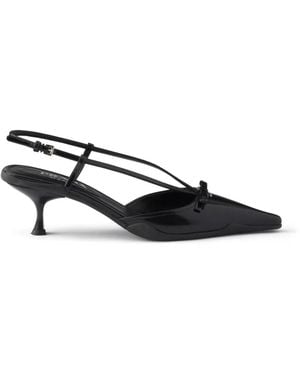 Prada Brushed Leather Slingback Court Shoes - Black