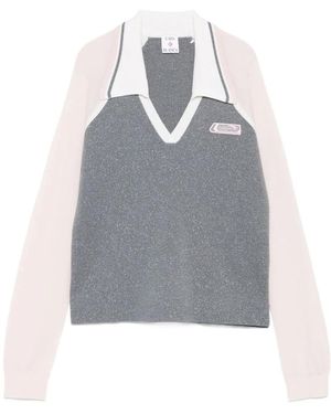 CASABLANCA Merino Lurex Long-Sleeve Tennis Polo - Multicolour