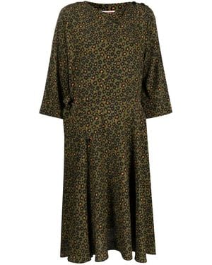 KENZO Leopard-Print Midi Dress - Green