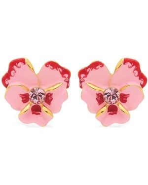 Kenneth Jay Lane Pendientes Flower - Rojo