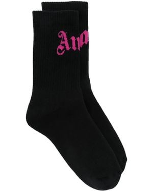 Palm Angels Intarsia-Logo Socks - Black