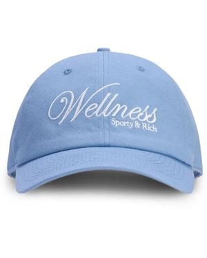 Sporty & Rich Avenue Embroidered-Logo Hat - Blue