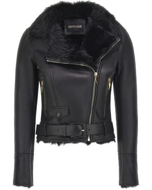 Roberto Cavalli Jacke Aus Shearling - Schwarz