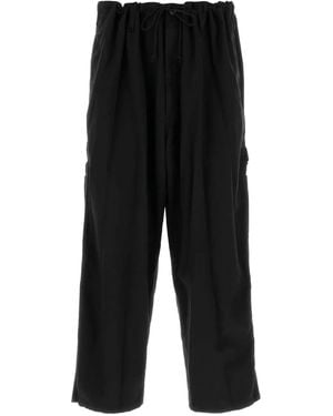 Yohji Yamamoto Elastic-Waistband Patch-Pocket Pants - Black