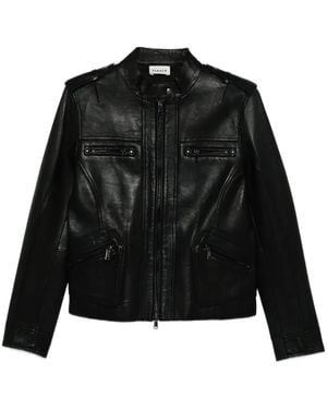 P.A.R.O.S.H. Zip-Up Leather Jacket - Black