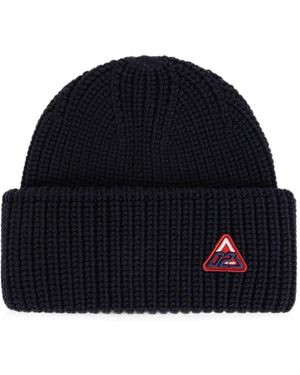 DSquared² Logo-Patch Ribbed-Knit Beanie Hat - Blue