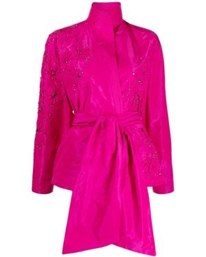 Zuhair Murad Crystal-Embellished Belted Jacket - Pink