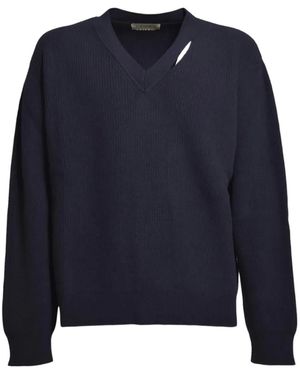 Paura V-Neck Wool Sweater - Blue