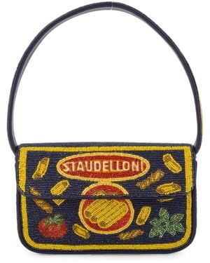 STAUD Tommy Beaded Shoulder Bag - Black