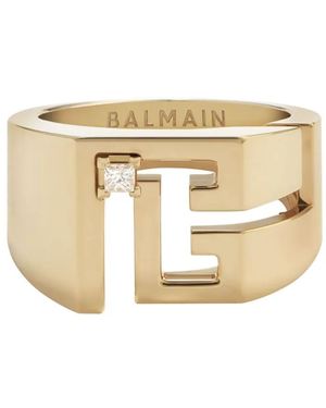 Balmain 18k Yellow Gold Labyrinth Pb Diamond Ring - メタリック
