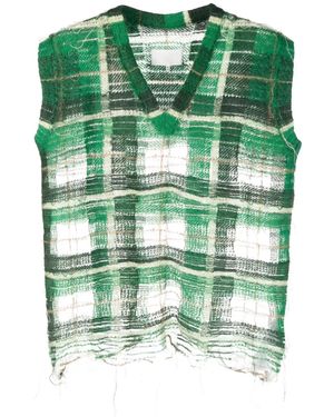 Maison Margiela ダメージ チェック タンクトップ - グリーン