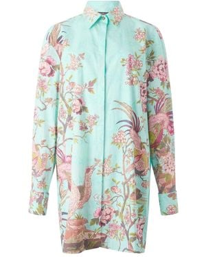 Roberto Cavalli Naturalistic-Motif Shirt Mini Dress - Blue