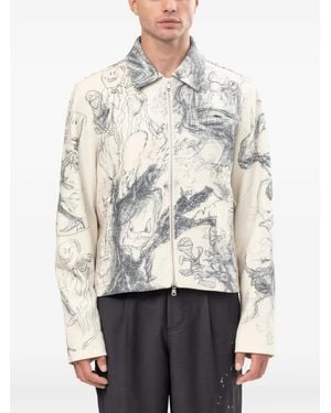 DOMREBEL Drawings Sketch-Print Jacket - White