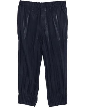 Issey Miyake Pleated-Design Trousers - Blue