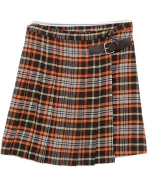 iBlues Check Pleated Mini Skirt - Brown