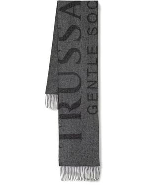 Trussardi Sciarpa Gentle Society Con Frange - Grigio