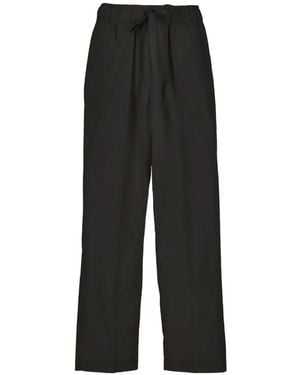 EMMA & GAIA Drawstring Wide-Leg Pants - Black