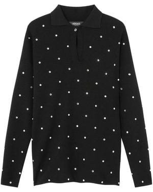 Versace Stud-Embellished Polo Shirt - Black