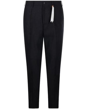 Santaniello Pleated Tapered-Leg Trousers - Blue