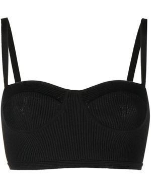 McQueen Ribbed-Knit Bra Top - Black