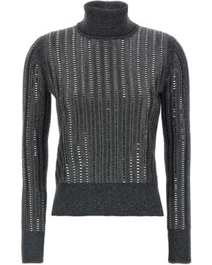 Ermanno Scervino Crystal-Embellished High-Neck Top - Grey