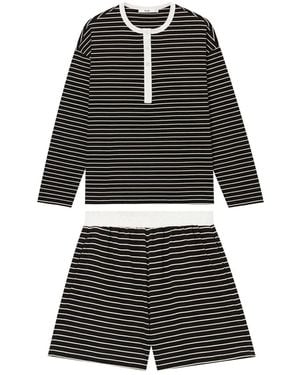 B+ AB Striped Shorts Set - Black