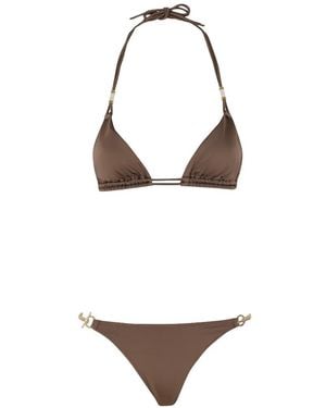 Pin-Up Stars Chain-Detail Triangle Bikini - White