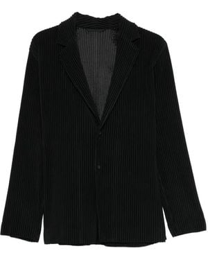 Homme Plissé Issey Miyake Pleated Button Blazer - Black