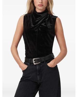 AllSaints Tia Draped-Neck Blouse - Black