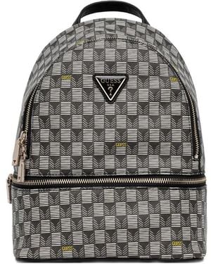 Guess Follie Geometric-Pattern Zip Backpack - Grey