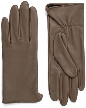 BOSS Logo-Plaque Leather Gloves - Brown