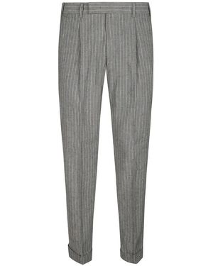 PT Torino Pinstripe Pleated Trousers - Grey