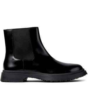 Camper Leather Slip-On Chunky Ankle Boots - Black