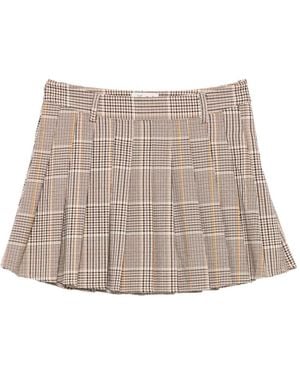 MC2 Saint Barth Tartan Pleated Mini Skirt - Natural