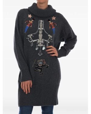 Dolce & Gabbana Embroidered Crystal-Embellished Sweater - Black