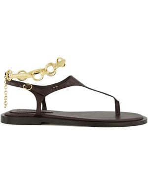 Zimmermann Wild Leren Sandalen Verfraaid Met Ketting - Bruin