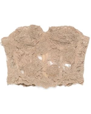 Ermanno Scervino Lace-Embroidered Strapless Top - Natural