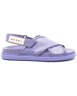 Marni Fussbett Logo-Appliqué Sandals - Purple