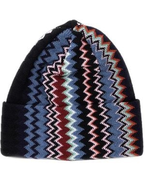 Missoni Zigzag-Knit Beanie Hat - Blue