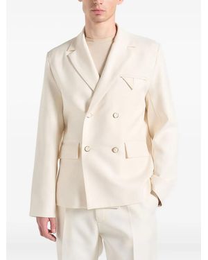 Manière De Voir Didier Double Breasted Tailored Suit Jacket - Natural